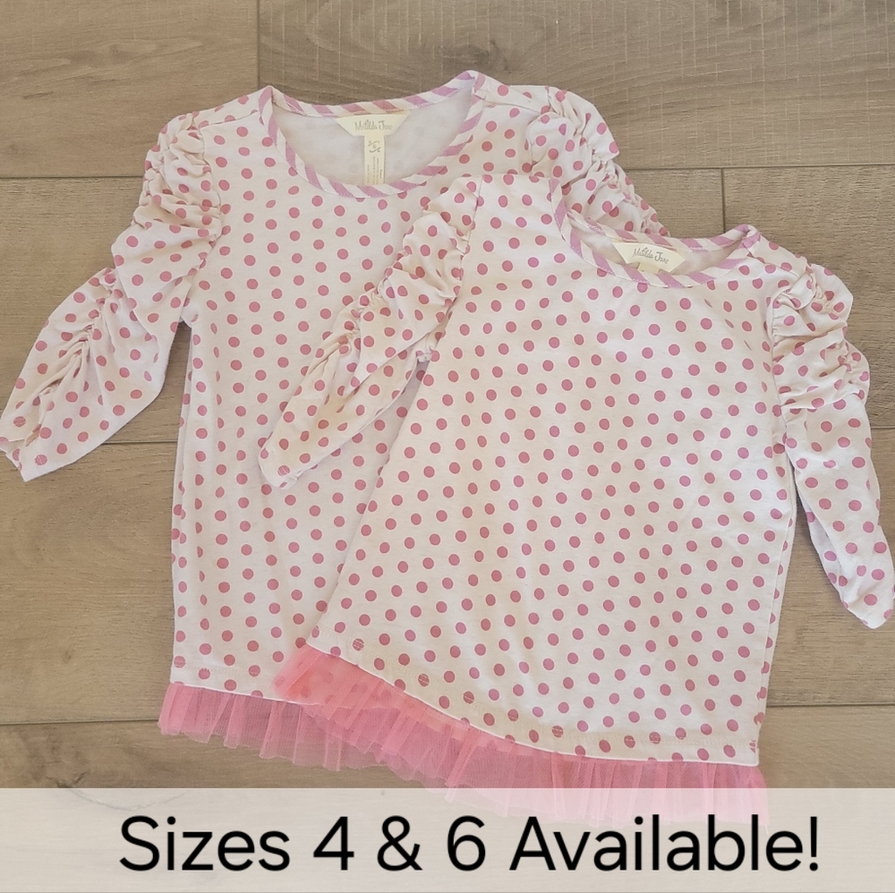Matilda Jane Tulle Hem Polka Dot Tunic Top | Girls Size 4 & 6 | Sister Set
